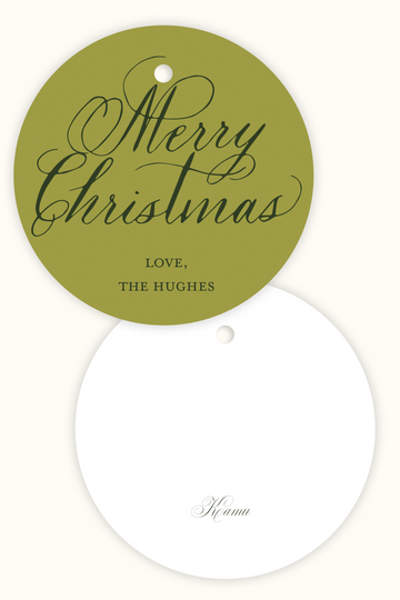 Chartreuse Calligraphy Merry Christmas Gift Tag