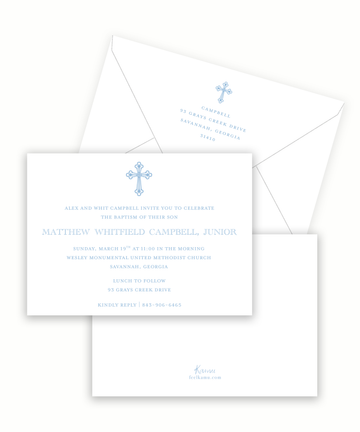 Blue Cross Baptism Invitation